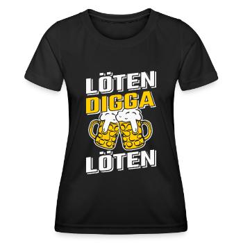 Löten Digga Löten Bier Saufen Party - Frauen Funktions-T-Shirt - Schwarz - Vorne - AI Model Female 172 light (172cm)