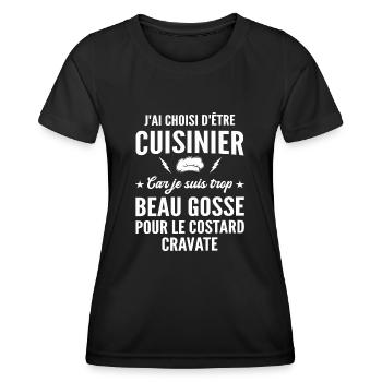 cuisinier et beau gosse - T-shirt sport Femme - noir - Devant - AI Model Female 172 light (172cm)