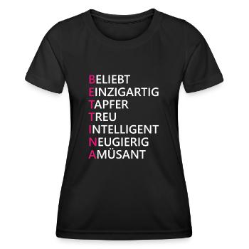 Bettina Name Geschenk - Frauen Funktions-T-Shirt - Schwarz - Vorne - AI Model Female 172 light (172cm)