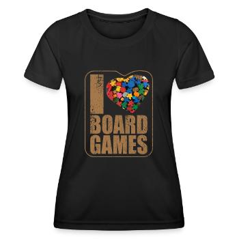 Boardgame Shirt - I love BOARDGAMES - Women's Functional T-Shirt - black - Front - AI Model Female 172 light (172cm)