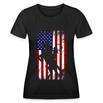 Cheval de drapeau des États-Unis - T-shirt sport Femme - noir - Devant - AI Model Female 172 light (172cm)