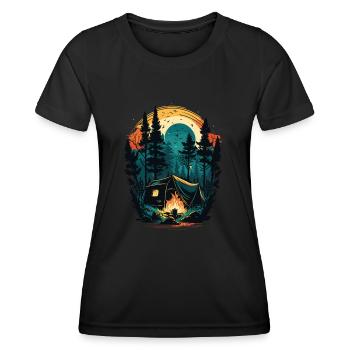 Camping - Survival Zuhause Ist Wo Mein Tarp Steht - Frauen Funktions-T-Shirt - Schwarz - Vorne - AI Model Female 172 light (172cm)