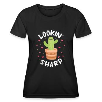 Lookin' sharp cactus - Frauen Funktions-T-Shirt - Schwarz - Vorne - AI Model Female 172 light (172cm)