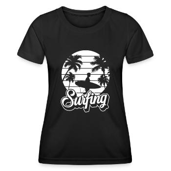 Surfing Surfboard Surfer Wassersport - Frauen Funktions-T-Shirt - Schwarz - Vorne - AI Model Female 172 light (172cm)
