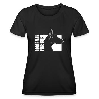 Doberman Pinscher Profil Hunde Hund Wilsigns - Frauen Funktions-T-Shirt - Schwarz - Vorne - AI Model Female 172 light (172cm)