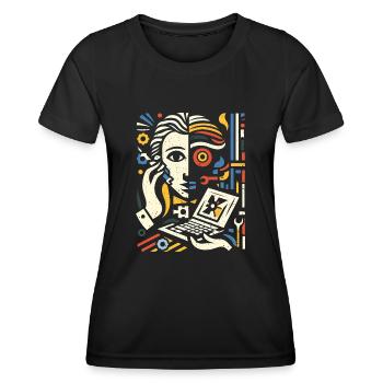 Cooles Techniker Kunst Geschenk - Frauen Funktions-T-Shirt - Schwarz - Vorne - AI Model Female 172 light (172cm)