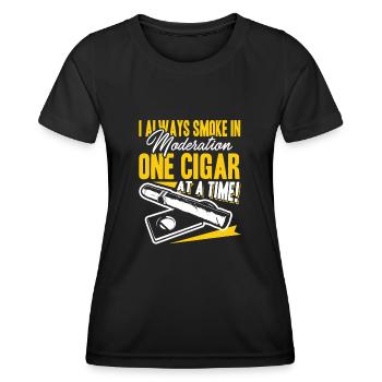 Cigar Smoking One Cigar At A Time - Women's Functional T-Shirt - black - Front - AI Model Female 172 light (172cm)