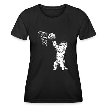 Cat Basketball Dunking - Women's Functional T-Shirt - black - Front - AI Model Female 172 light (172cm)