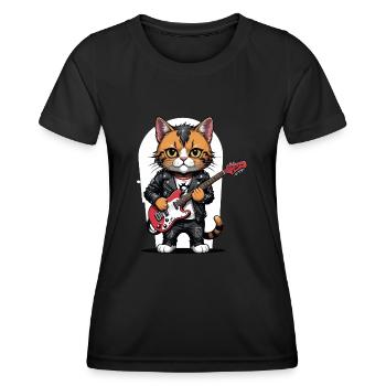 Cat Rocker Cat HardRock Gift - T-shirt sport Femme - noir - Devant - AI Model Female 172 light (172cm)