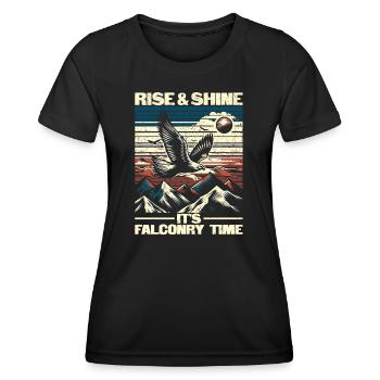 Rise And Shine It's Falconry Time - Falknerei - Women's Functional T-Shirt - black - Front - AI Model Female 172 light (172cm)