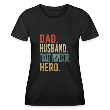 Contrôleur de billets Papa Mari Héros - T-shirt sport Femme - noir - Devant - AI Model Female 172 light (172cm)