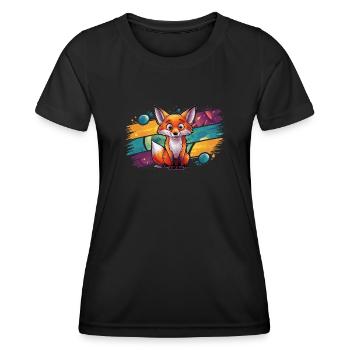 Renard - Illustration - T-shirt sport Femme - noir - Devant - AI Model Female 172 light (172cm)