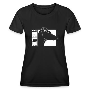 Smooth Fox Terrier Profile Wilsigns Dogs Dog - Women's Functional T-Shirt - black - Front - AI Model Female 172 light (172cm)