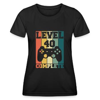 Level 40 Complete Gamer Birthday - Women's Functional T-Shirt - black - Front - AI Model Female 172 light (172cm)