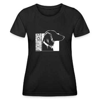 Profil Chien à poil long Chien Wilsigns - T-shirt sport Femme - noir - Devant - AI Model Female 172 light (172cm)
