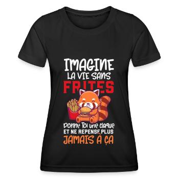 Fast food frite cadeau drôle nourriture phrase - T-shirt sport Femme - noir - Devant - AI Model Female 172 light (172cm)