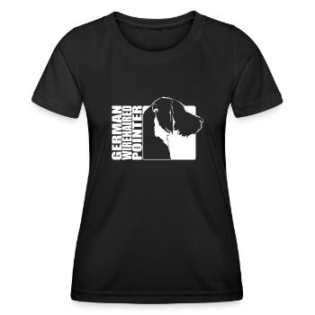 German Wirehaired Pointer Profil Jagdhund Wilsigns - Frauen Funktions-T-Shirt - Schwarz - Vorne - AI Model Female 172 light (172cm)