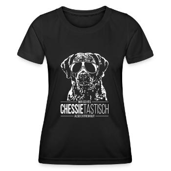 CHESSIETASTISCH Chesapeake Bay Retriever Hunde - Frauen Funktions-T-Shirt - Schwarz - Vorne - AI Model Female 172 light (172cm)