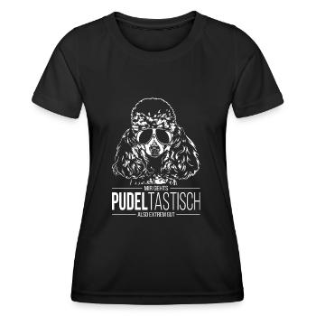 PUDELTASTISCH Zwergpudel Spruch Hundespruch Hunde - Frauen Funktions-T-Shirt - Schwarz - Vorne - AI Model Female 172 light (172cm)
