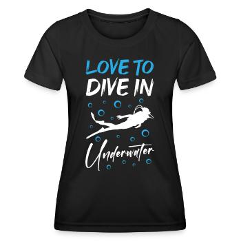 J’adore plonger dans la plongée sous-marine - T-shirt sport Femme - noir - Devant - AI Model Female 172 light (172cm)