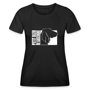 Petit Bleu de Gascogne Profil Chiens Chien Wilsigns - T-shirt sport Femme - noir - Devant - AI Model Female 172 light (172cm)