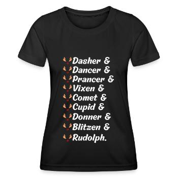 9 Reindeer from Santa Claus by name - Women's Functional T-Shirt - black - Front - AI Model Female 172 light (172cm)