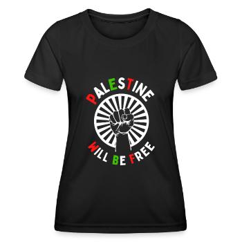 Save Palestine Freedom BLM War Peace Gaza Under - T-shirt sport Femme - noir - Devant - AI Model Female 172 light (172cm)