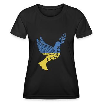 Ukraine fck putin - Friedenstaube - Frauen Funktions-T-Shirt - Schwarz - Vorne - AI Model Female 172 light (172cm)