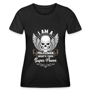 Cop Handschellen - Frauen Funktions-T-Shirt - Schwarz - Vorne - AI Model Female 172 light (172cm)
