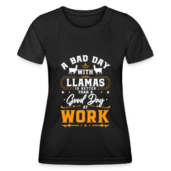 Lama bête de somme fourrure Andes - T-shirt sport Femme - noir - Devant - AI Model Female 172 light (172cm)