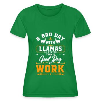 Lama bête de somme fourrure Andes - T-shirt sport Femme - vert - Devant - AI Model Female 172 dark (172cm)