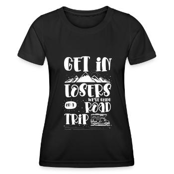 Aventure Camping Voyage Camping-car - T-shirt sport Femme - noir - Devant - AI Model Female 172 light (172cm)