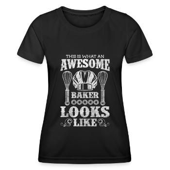 pâtisserie, pâtisserie, tarte, travail - T-shirt sport Femme - noir - Devant - AI Model Female 172 light (172cm)