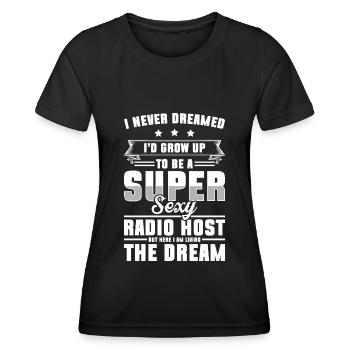 Moderator Unterhaltung Sprecher Frequenz - Frauen Funktions-T-Shirt - Schwarz - Vorne - AI Model Female 172 light (172cm)
