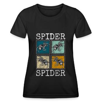 Spinnennetz Arachniden Jäger Phobie - Frauen Funktions-T-Shirt - Schwarz - Vorne - AI Model Female 172 light (172cm)