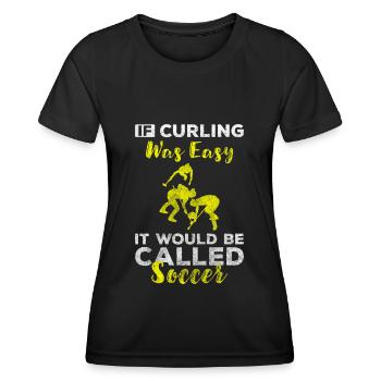Curling Wischen - Frauen Funktions-T-Shirt - Schwarz - Vorne - AI Model Female 172 light (172cm)