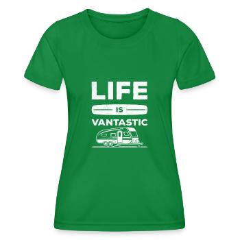 Life is Vantastic Camper Design - Women's Functional T-Shirt - kelly green - Front - AI Model Female 172 dark (172cm)