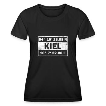 Kiel Koordinaten Hansestadt Kiel - Frauen Funktions-T-Shirt - Schwarz - Vorne - AI Model Female 172 light (172cm)