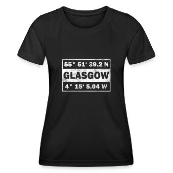 Glasgow Schottland Koordinaten Glasgow - Frauen Funktions-T-Shirt - Schwarz - Vorne - AI Model Female 172 light (172cm)