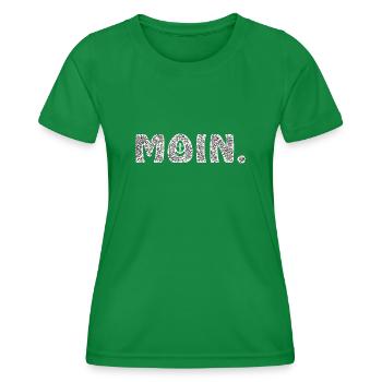 Moin. Hamburg Bremen Nordseeinsel Moin mit Anker - Frauen Funktions-T-Shirt - Kelly Green - Vorne - AI Model Female 172 dark (172cm)