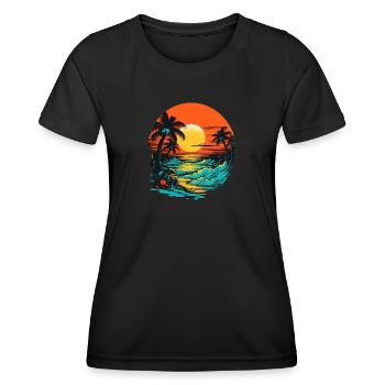 Strand - Frauen Funktions-T-Shirt - Schwarz - Vorne - AI Model Female 172 light (172cm)