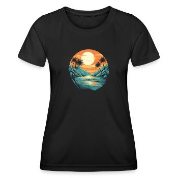Strand - Frauen Funktions-T-Shirt - Schwarz - Vorne - AI Model Female 172 light (172cm)