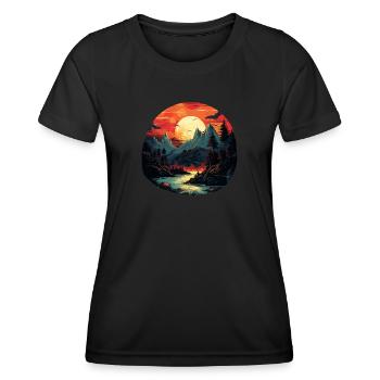 Landschaft - Frauen Funktions-T-Shirt - Schwarz - Vorne - AI Model Female 172 light (172cm)