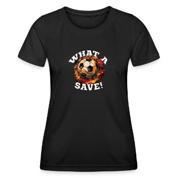 Balle de football - Quelle sauvegarde! - T-shirt sport Femme - noir - Devant - AI Model Female 172 light (172cm)