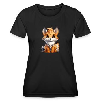 Fuchs - Kawaii Style - Frauen Funktions-T-Shirt - Schwarz - Vorne - AI Model Female 172 light (172cm)