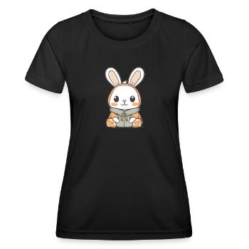 Hase - Kawaii Style - Frauen Funktions-T-Shirt - Schwarz - Vorne - AI Model Female 172 light (172cm)