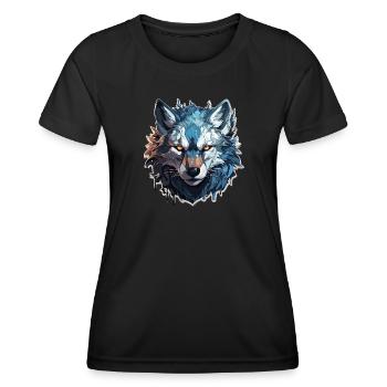 Wolf - Illustration - Frauen Funktions-T-Shirt - Schwarz - Vorne - AI Model Female 172 light (172cm)