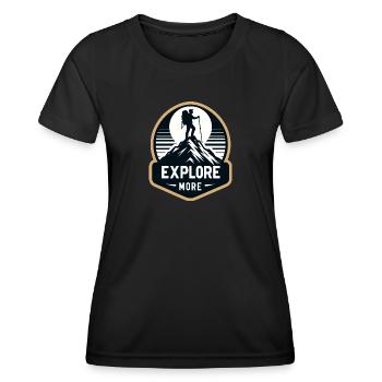Explore more - Wanderer - Women's Functional T-Shirt - black - Front - AI Model Female 172 light (172cm)