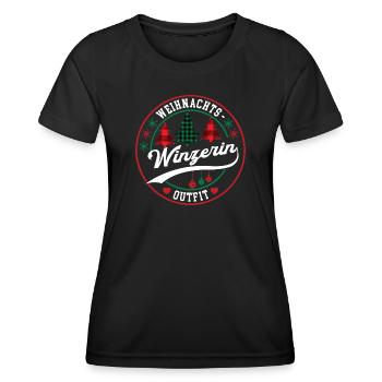 Winzerin Weihnachten Winzerei XMAS Outfit - Frauen Funktions-T-Shirt - Schwarz - Vorne - AI Model Female 172 light (172cm)