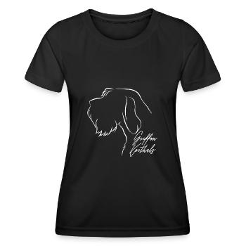 GRIFFON KORTHALS chien chiens chien de chasse Wilsigns - T-shirt sport Femme - noir - Devant - AI Model Female 172 light (172cm)